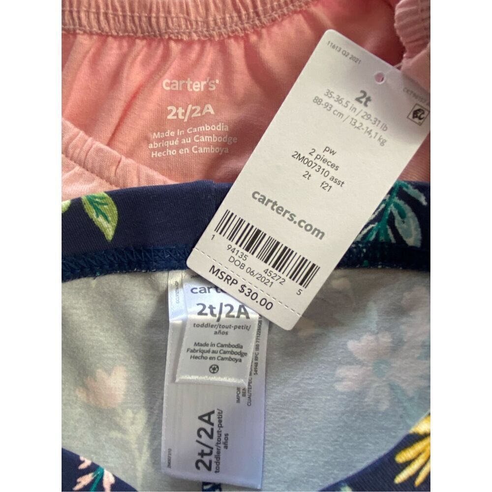 CARTER’S Girl’s 2T Peplum Tee & Floral Leggings Set - Picture 5 of 7